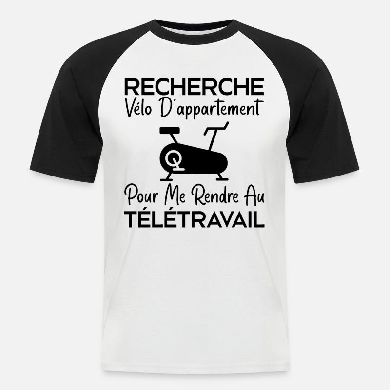 Telearbeit, Arbeitshumor, Bürohumor - Männer Baseball-T-Shirt - Weiß/Schwarz