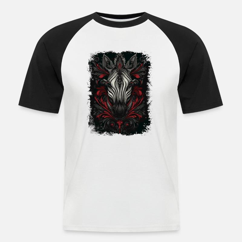 Zebra - Männer Baseball-T-Shirt - Weiß/Schwarz