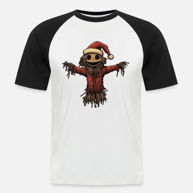 Lustige Weihnachtsvogelscheuche - Männer Baseball-T-Shirt - Weiß/Schwarz