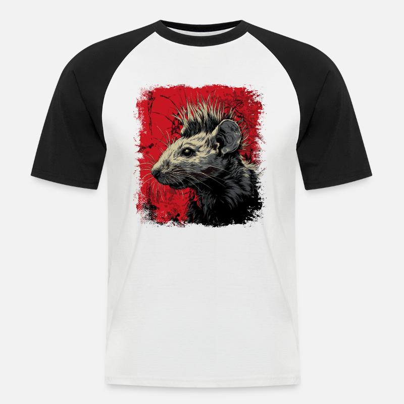 Punkrock Ratte - Männer Baseball-T-Shirt - Weiß/Schwarz