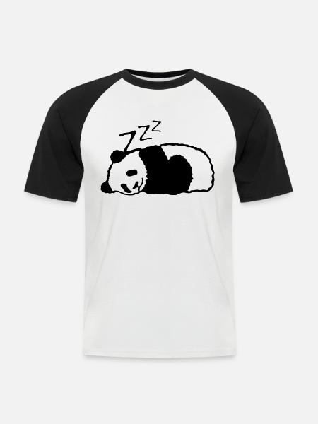 panda sleeps nap sleeping - Men's Baseball T-Shirt - white/black