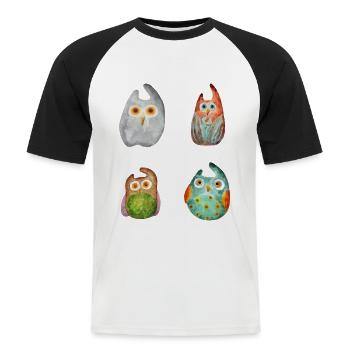 Eule Uhu Tier Waldtier Steinkauz Schleiereulen Fun - Männer Baseball-T-Shirt - Weiß/Schwarz - Vorne - Nik (191cm)