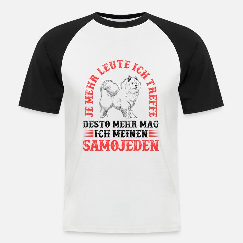 Samojede mehr mögen Samojedenspitz - Männer Baseball-T-Shirt - Weiß/Schwarz