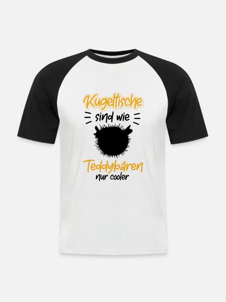 Kugelfisch ist cooler Aquaristik - Männer Baseball-T-Shirt - Weiß/Schwarz