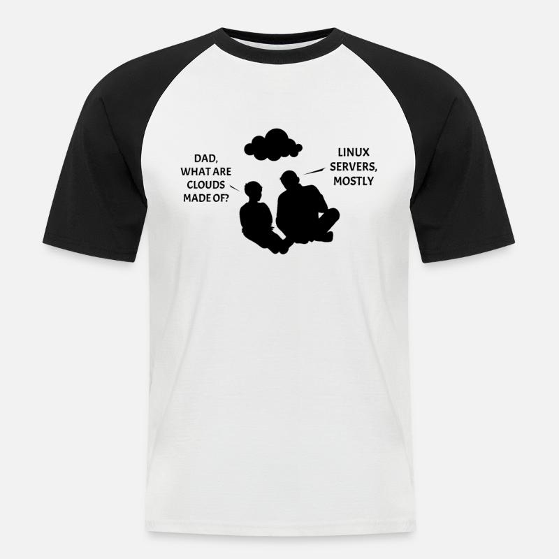 Wolken: Linux und Rätsel - Männer Baseball-T-Shirt - Weiß/Schwarz