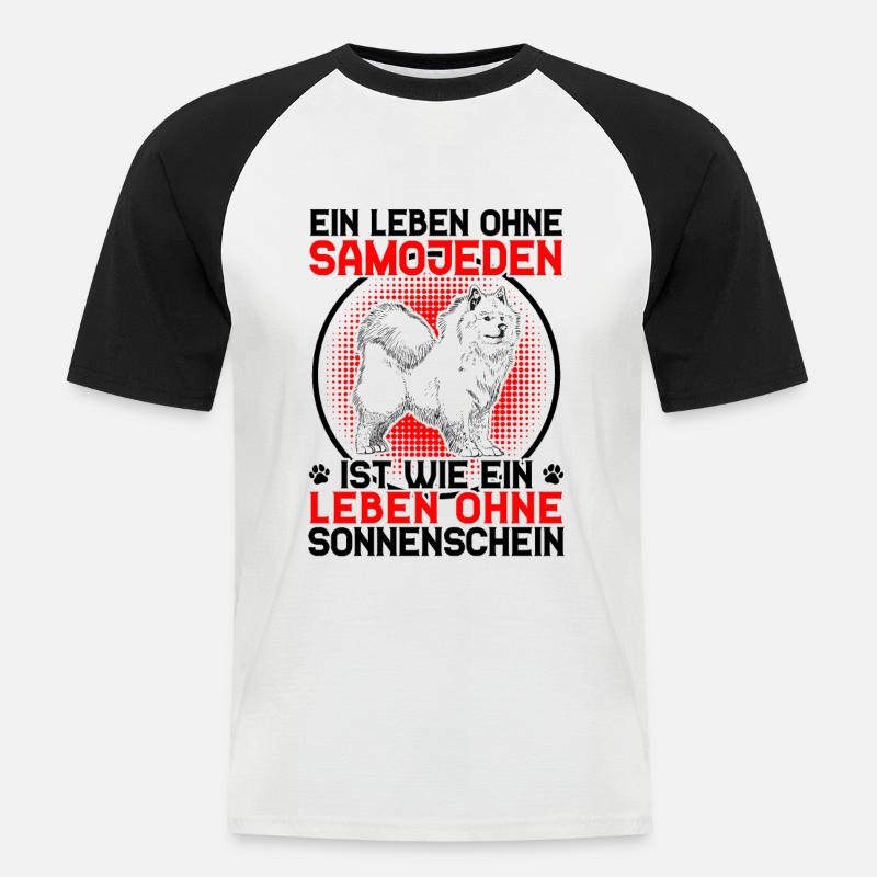 Leben ohne Samojede Samojedenspitz - Männer Baseball-T-Shirt - Weiß/Schwarz