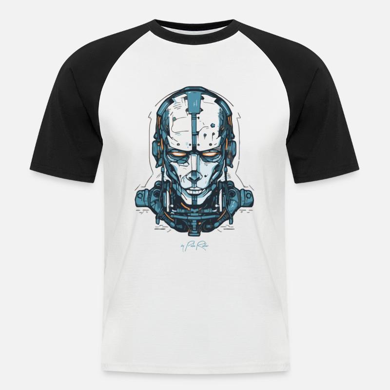 Ein Cyborg-Roboter Tech - Männer Baseball-T-Shirt - Weiß/Schwarz