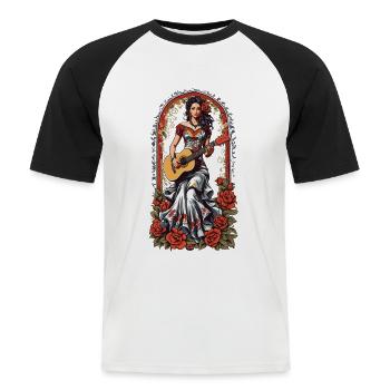 Iconic Guitarist Design Musician Aesthetic - Men's Baseball T-Shirt - white/black - Front - Nik (191cm)