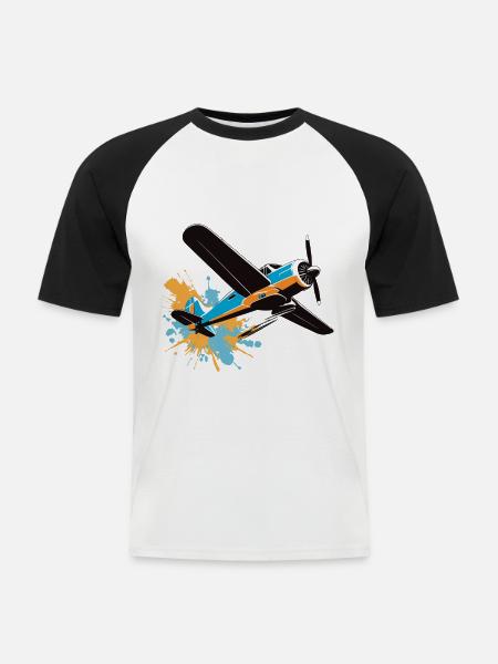 Modellflugzeug Pilot Flugzeug Hobby Design - Männer Baseball-T-Shirt - Weiß/Schwarz