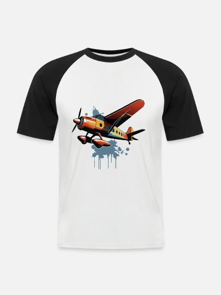 Modellflugzeug Pilot Flugzeug Hobby Design - Männer Baseball-T-Shirt - Weiß/Schwarz