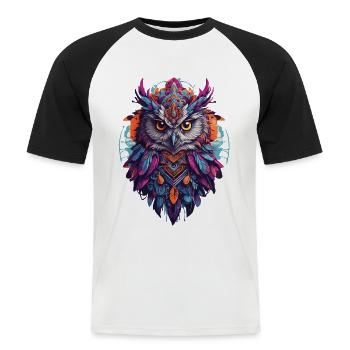 Eule Spirituelles Mandala Tier Traumfänger Design - Männer Baseball-T-Shirt - Weiß/Schwarz - Vorne - Nik (191cm)