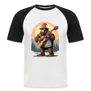 Bigfoot Mexican Mariachi Guitar Fiesta - Men's Baseball T-Shirt - white/black - Front - Nik (191cm)