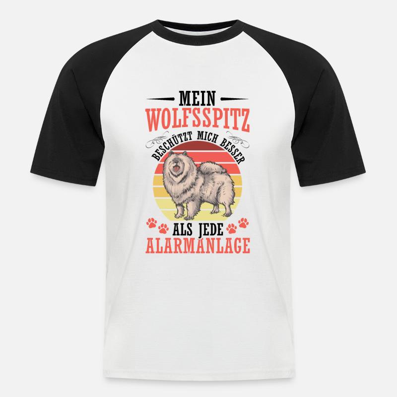 Wolfsspitz protects me German Wolfsspitz - Men's Baseball T-Shirt - white/black