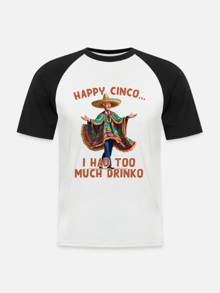Grappige verwarde president Mexicaanse vakantie - Mannen baseballshirt korte mouw - wit/zwart