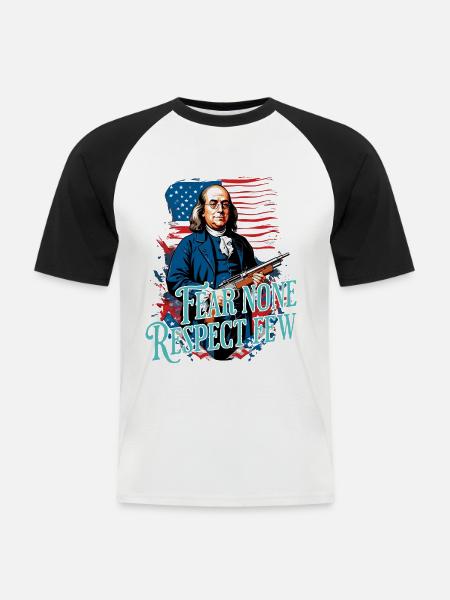 Fear no one, respect few. - Men's Baseball T-Shirt - white/black