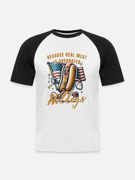 Funny meat pun in - Men's Baseball T-Shirt - white/black
