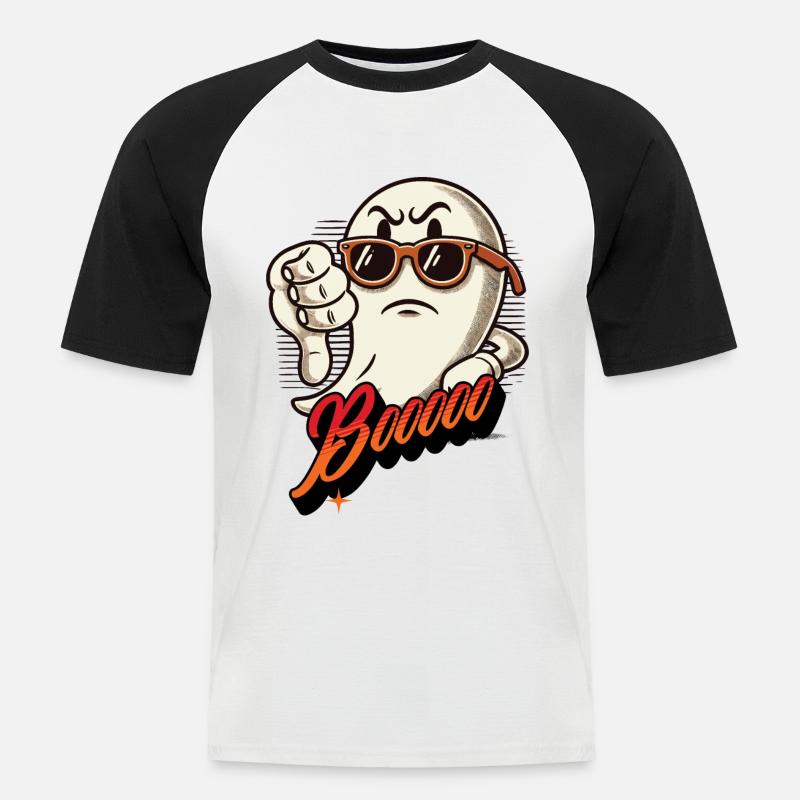 Booing Ghost Funny Ghost Design - Men's Baseball T-Shirt - white/black