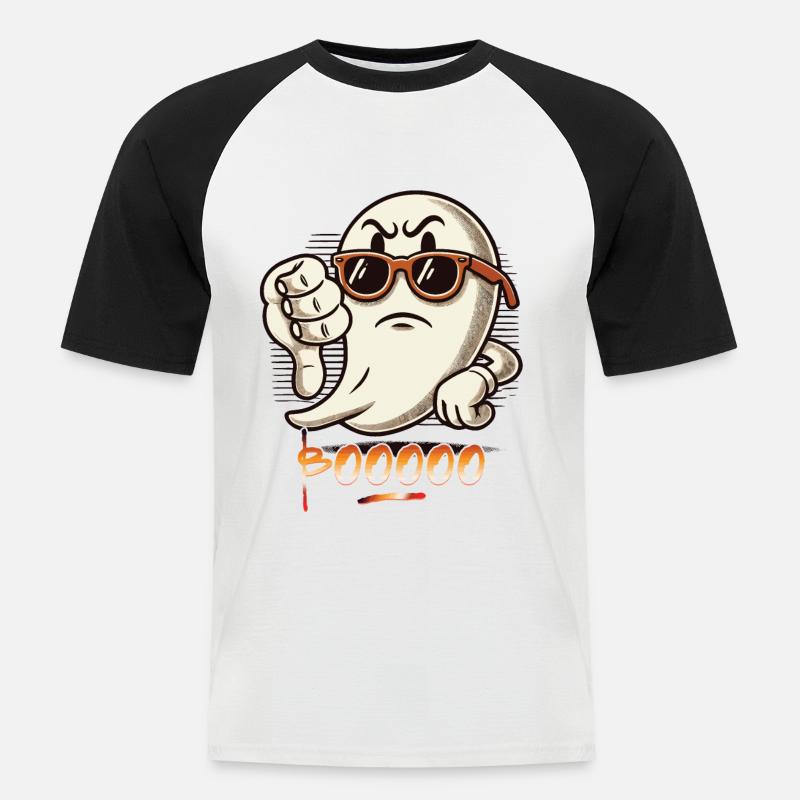 Booing Ghost Funny Ghost Design - Men's Baseball T-Shirt - white/black