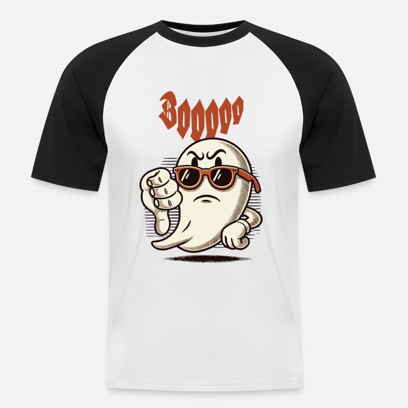 Booing Ghost Funny Ghost Design - Men's Baseball T-Shirt - white/black