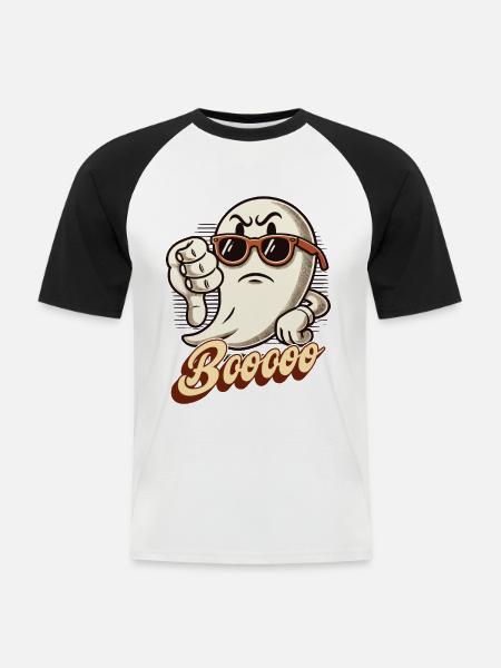 Booing Ghost Funny Ghost Design - Men's Baseball T-Shirt - white/black