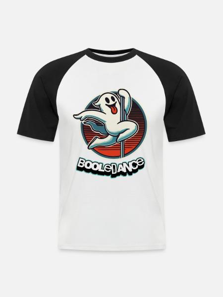 Divertente danza booleana che dice fantasma della pole dance - Maglia da baseball a manica corta da uomo - bianco/nero