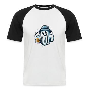 Lustiges Halloween Saufen Party Alkohol Gespenst - Männer Baseball-T-Shirt - Weiß/Schwarz - Vorne - Nik (191cm)
