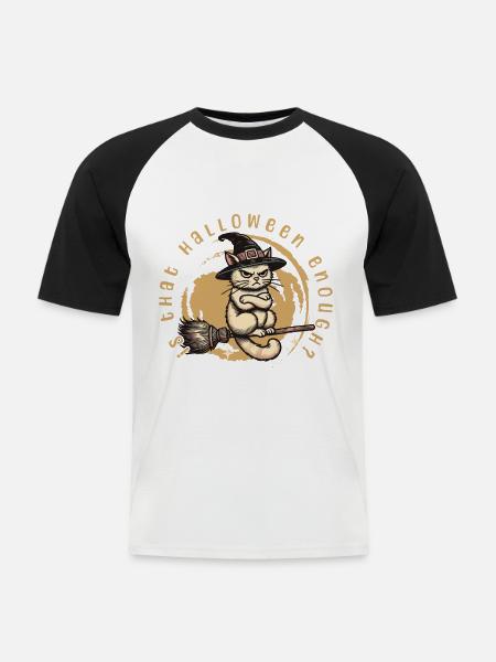 Is Halloween enough witch cat - Men's Baseball T-Shirt - white/black