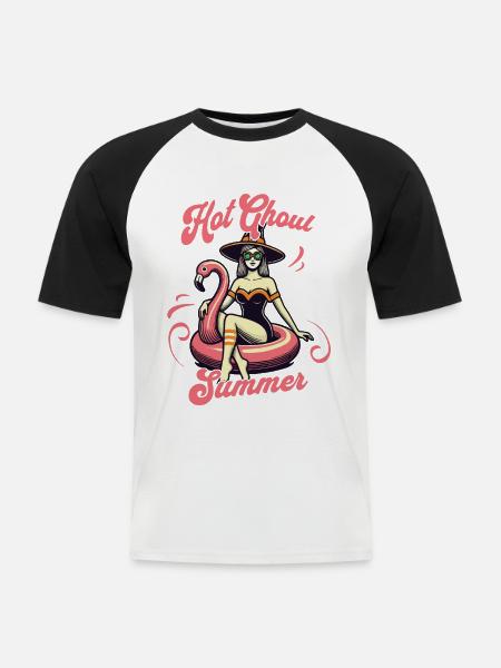 Hot Ghoul Summer Fun Witch - Men's Baseball T-Shirt - white/black