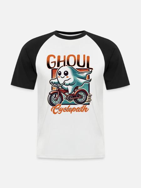 Ghoul Cyclopath Funny Ghost Driver - Men's Baseball T-Shirt - white/black