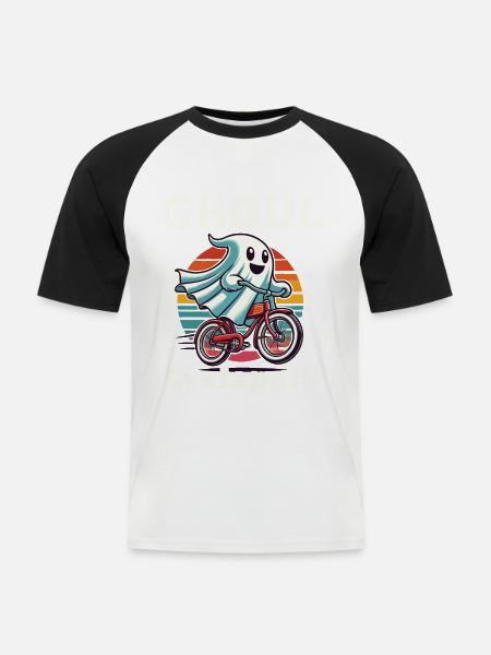 Ghoul Cyclopath Retro Ghost Driver - Men's Baseball T-Shirt - white/black
