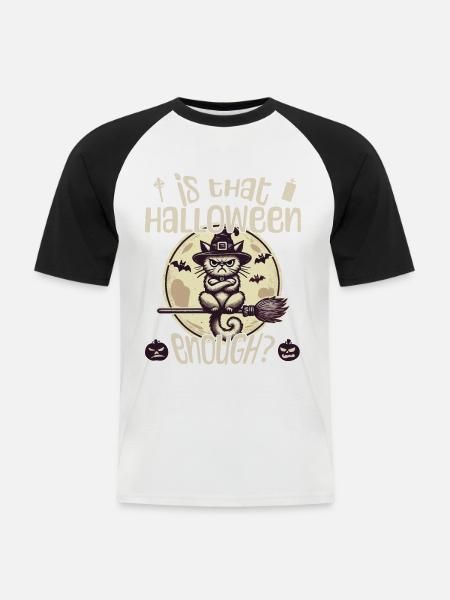 Is Halloween enough witch cat - Men's Baseball T-Shirt - white/black