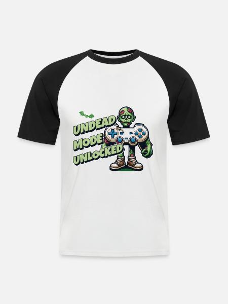 Zombie Gaming Controller: Undead Mode - Men's Baseball T-Shirt - white/black