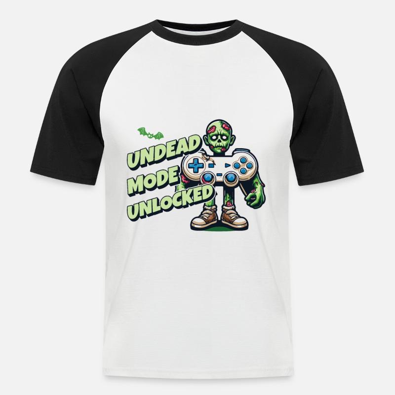 Zombie Gaming Controller: Untoter Modus - Männer Baseball-T-Shirt - Weiß/Schwarz