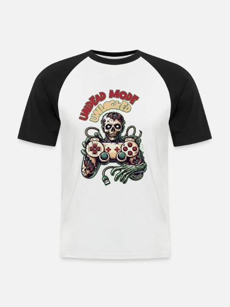 Zombie Gaming Controller Undead Mode - Men's Baseball T-Shirt - white/black