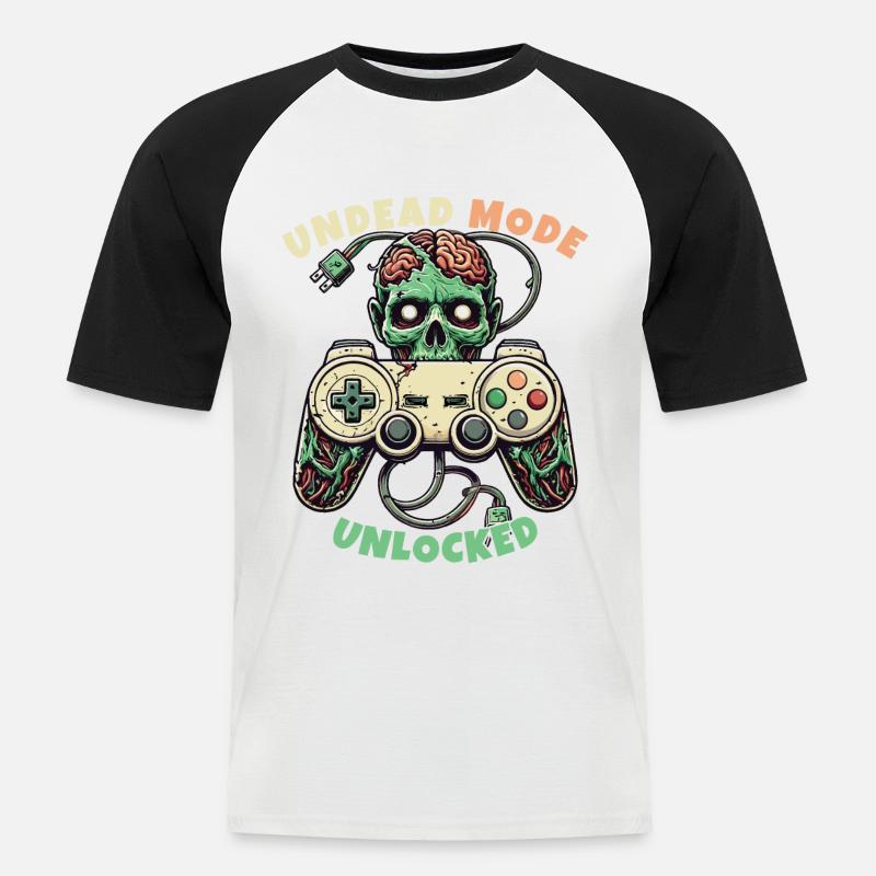 Zombie Gaming Controller: Untoter Modus - Männer Baseball-T-Shirt - Weiß/Schwarz