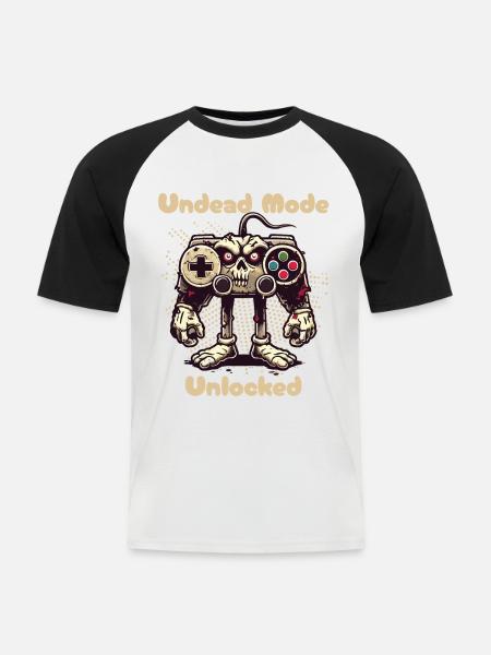 Zombie Gaming Controller Mode Unleashed - Men's Baseball T-Shirt - white/black