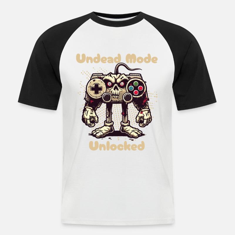 Zombie Gaming Controller Mode Unleashed - Men's Baseball T-Shirt - white/black