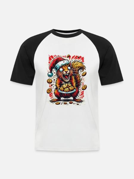 Weihnachtsstress Lustig Mama Eichhörnchen - Männer Baseball-T-Shirt - Weiß/Schwarz