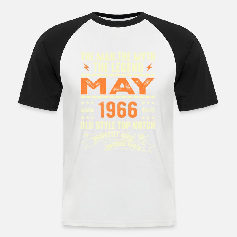 Birthday May 1966 - May 1966 - Men's Baseball T-Shirt - white/black