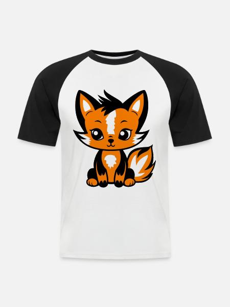 Fuchs Tier Baby - Männer Baseball-T-Shirt - Weiß/Schwarz