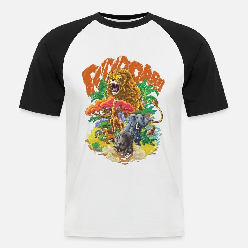 Tiere der Savanne #2 - Männer Baseball-T-Shirt - Weiß/Schwarz