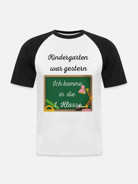 Einschulung Kindergarten war gestern - Männer Baseball-T-Shirt - Weiß/Schwarz