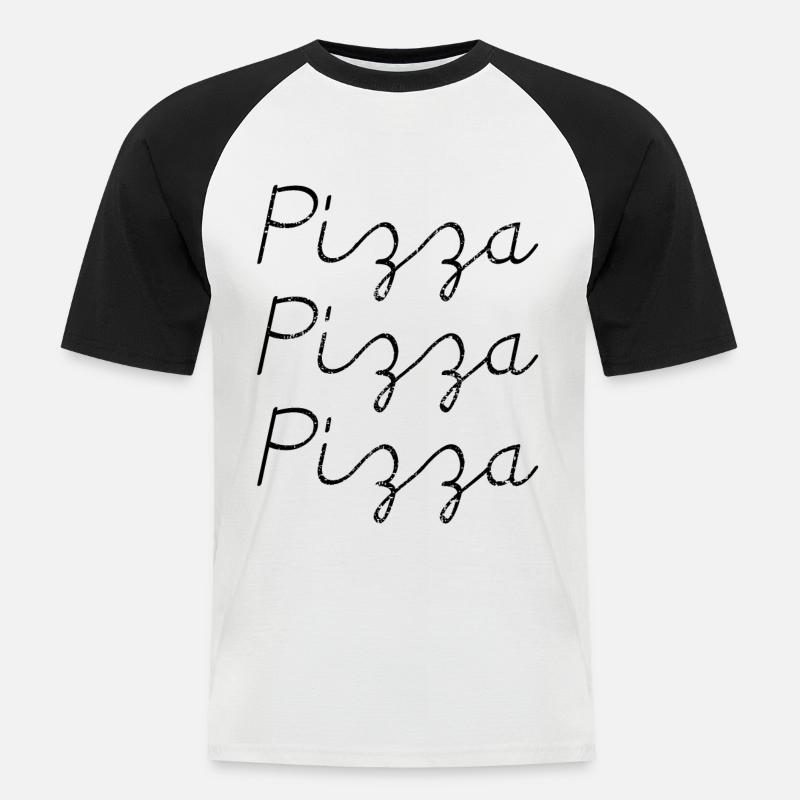 Pizza PiZZa PIZZA - Männer Baseball-T-Shirt - Weiß/Schwarz