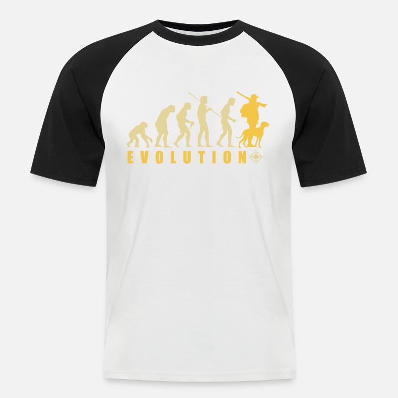 Evolution Hunter Funny Hunting Gift - Men's Baseball T-Shirt - white/black