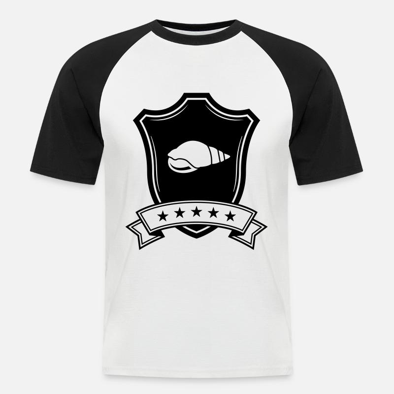 Muschel Wappen - Männer Baseball-T-Shirt - Weiß/Schwarz