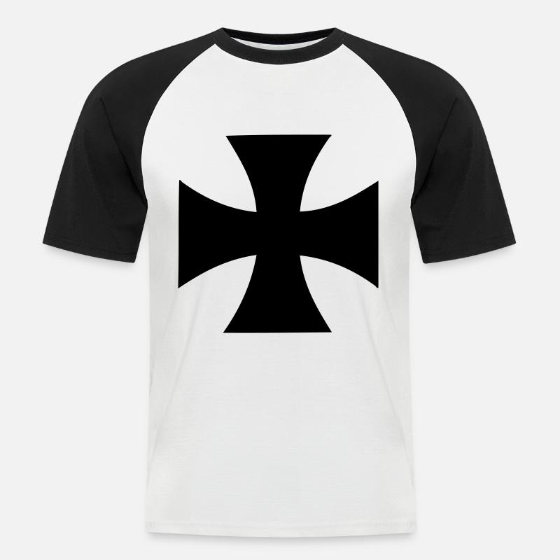 Kreuz - Männer Baseball-T-Shirt - Weiß/Schwarz