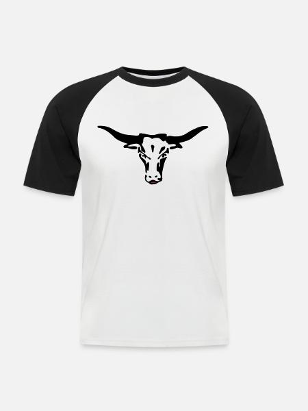 longhorn texas - Männer Baseball-T-Shirt - Weiß/Schwarz