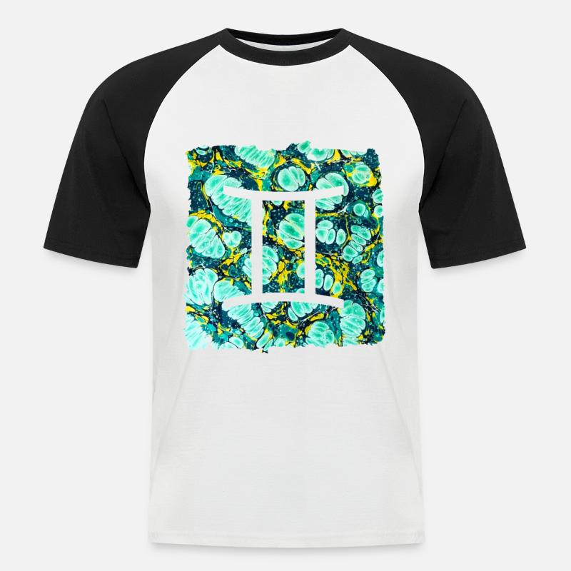 zwillinge e 241 - Männer Baseball-T-Shirt - Weiß/Schwarz