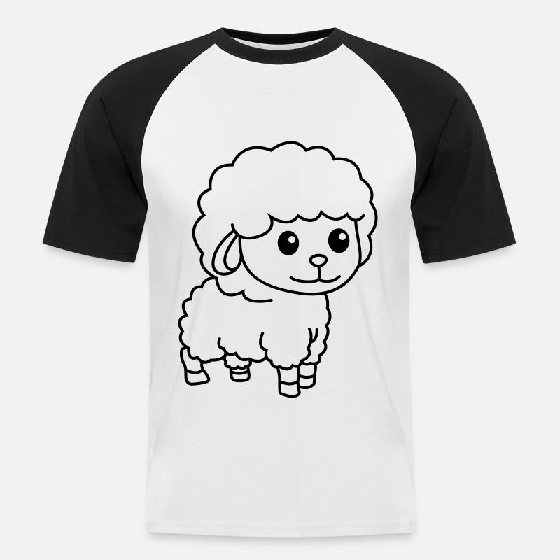 Schaf Comic Tier - Männer Baseball-T-Shirt - Weiß/Schwarz