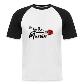 Ich heiße Marvin Filmklassiker - Männer Baseball-T-Shirt - Weiß/Schwarz - Vorne - Nik (191cm)
